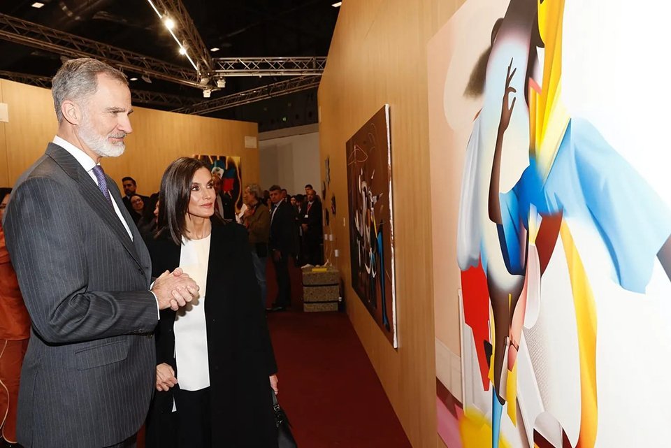 Los Reyes de España, Su Majestad el Rey Felipe VI y Su Majestad la Reina Letizia, durante la inauguración de ARCOmadrid 2025.