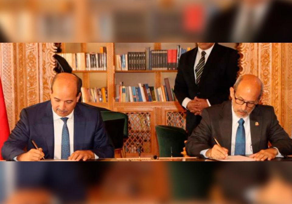 Diputado Rolando González Paticio, presidente del Parlamento Latinoamericano y Caribeño: S.E. Enaam Mayara, presidente de la Cámara de Consejeros del Reino de Marrueco