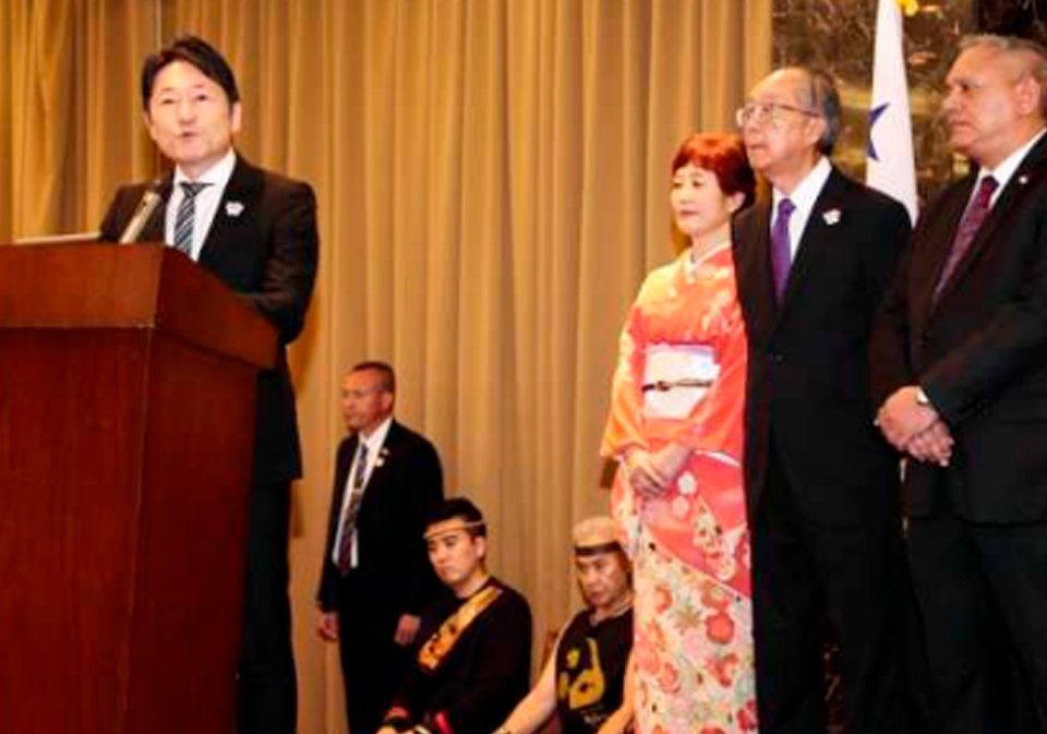 S.E. Hideo Fukushima, embajador de Japón; H.S. Karasawa Keiji, Presidente del Comité Organizador; H.S. Yoshi Ko; S.E Vladimir Franco, vicecanciller de Relaciones Exteriores de Panamá.